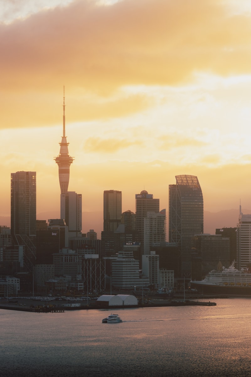 Auckland skyline at sunset